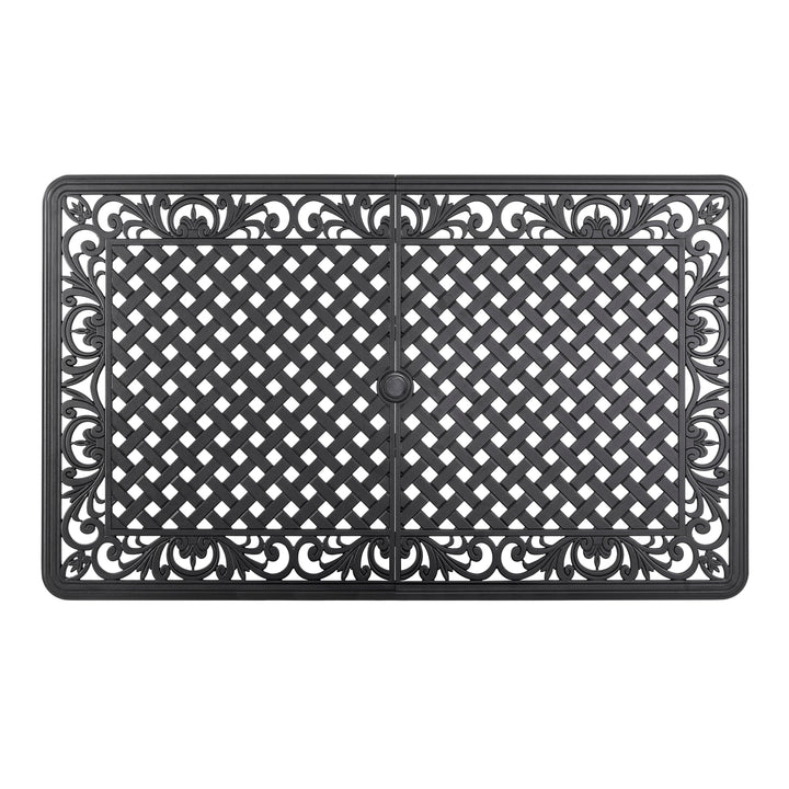 Outdoor Rectangle Cast Aluminum Dining Table with 2.1'' Umbrella Hole