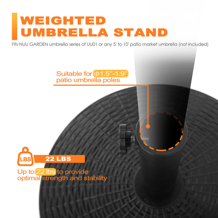 Outdoor 10' Round Blue Patio Vented Umbrella with Base, Crank, Push Button Tilt