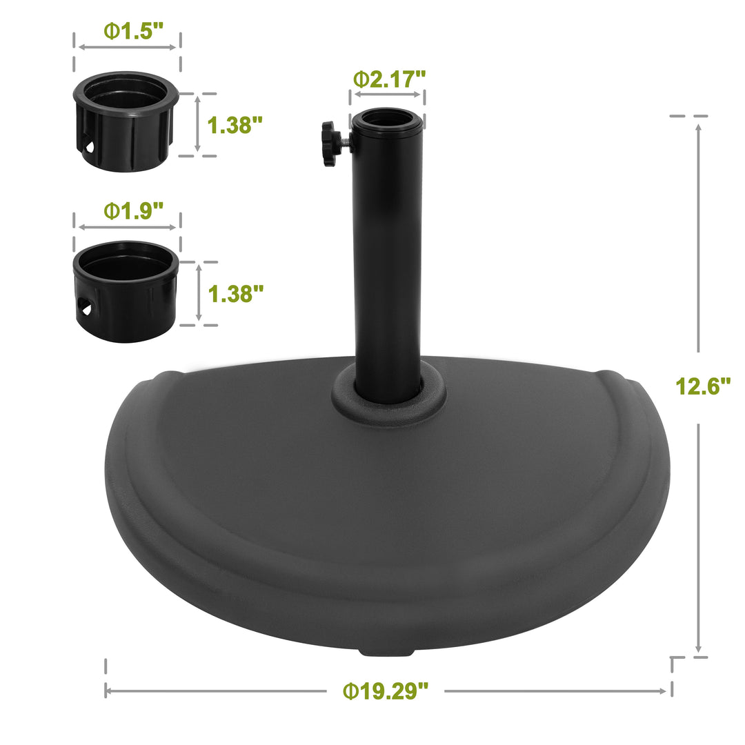 Patio Umbrella Base 17.7¡¯¡¯ Half Round Umbrella Stand for ¦Õ1.5¡¯¡¯-1.9¡¯¡¯ Poles, 20.9 LBS Heavy Duty Outdoor Umbrella Base Stand for Garden, Backyard, Poolside, Black