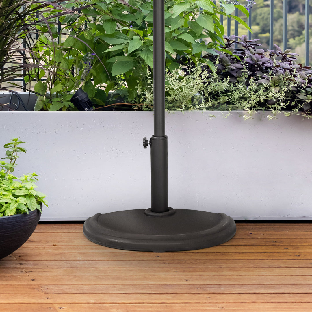 Patio Umbrella Base 17.7¡¯¡¯ Half Round Umbrella Stand for ¦Õ1.5¡¯¡¯-1.9¡¯¡¯ Poles, 20.9 LBS Heavy Duty Outdoor Umbrella Base Stand for Garden, Backyard, Poolside, Black