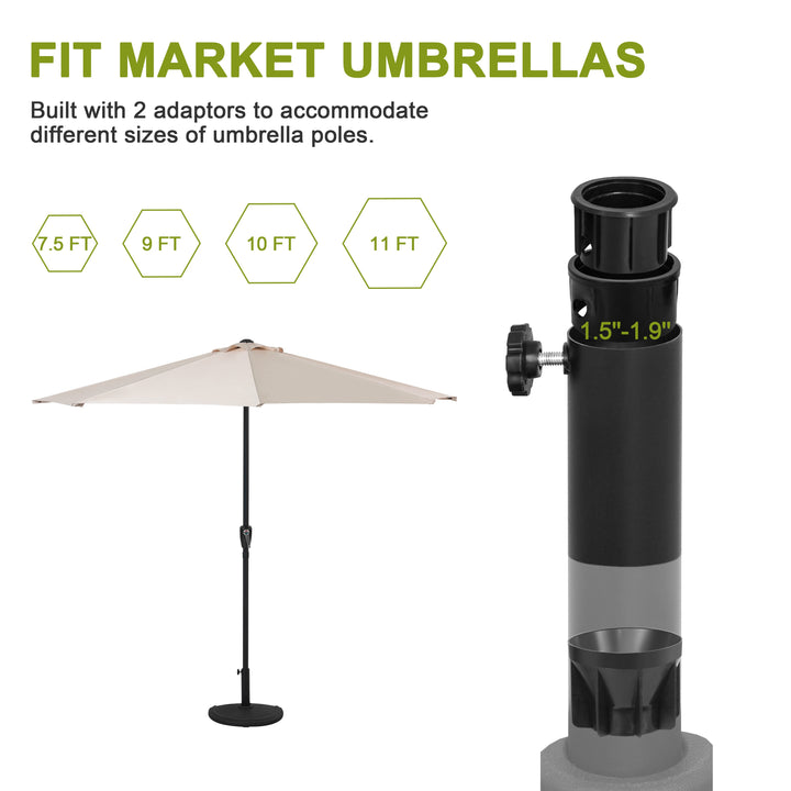 Patio Umbrella Base 17.7¡¯¡¯ Half Round Umbrella Stand for ¦Õ1.5¡¯¡¯-1.9¡¯¡¯ Poles, 20.9 LBS Heavy Duty Outdoor Umbrella Base Stand for Garden, Backyard, Poolside, Black