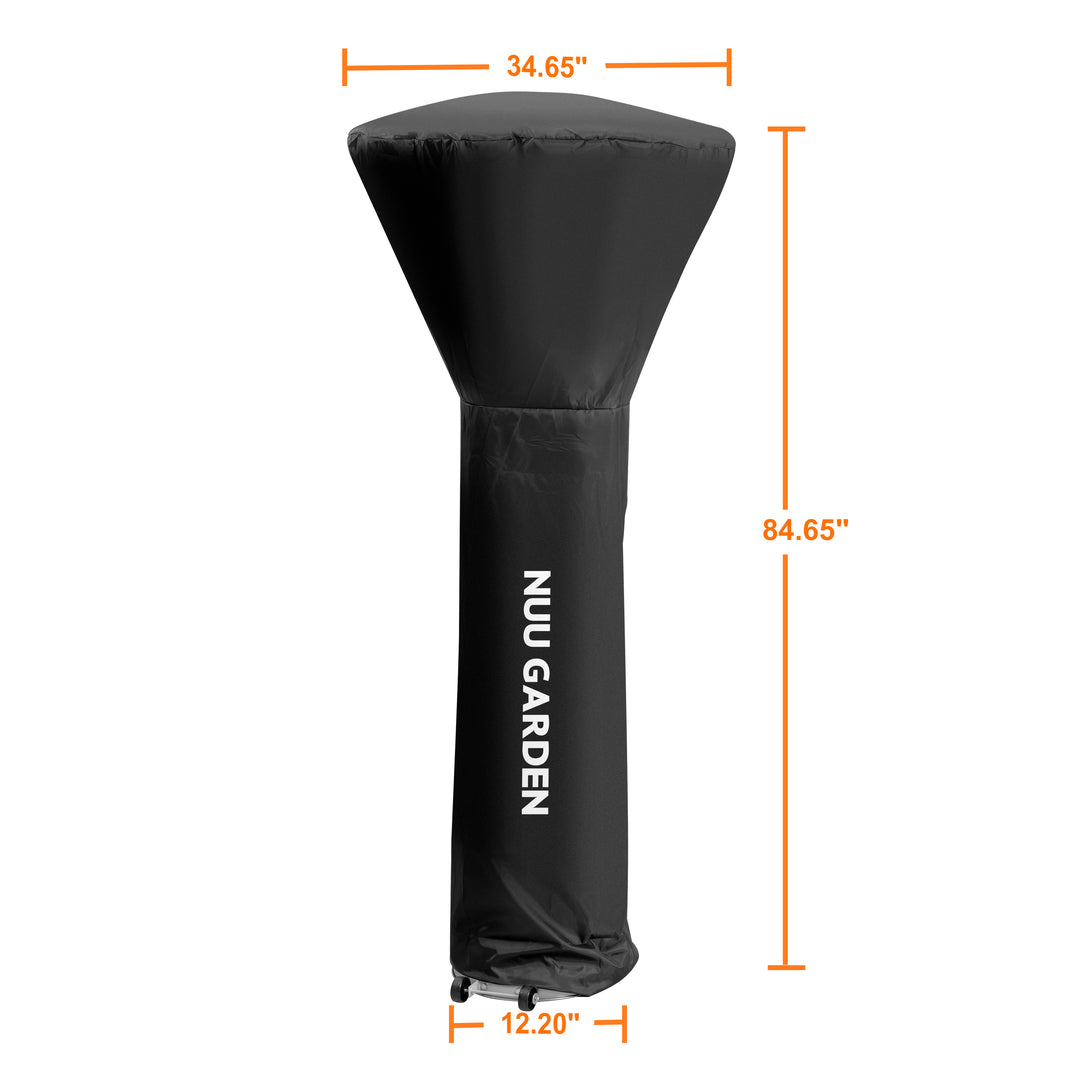 Patio Heater Cover with Zipper, High-Density Oxford Fabric, Water-Resistant, Dust-Resistant, Wind-Resistant, UV-Resistant, Snow-Resistant, Black, 85'' Height x 35" Dome x 18" Base