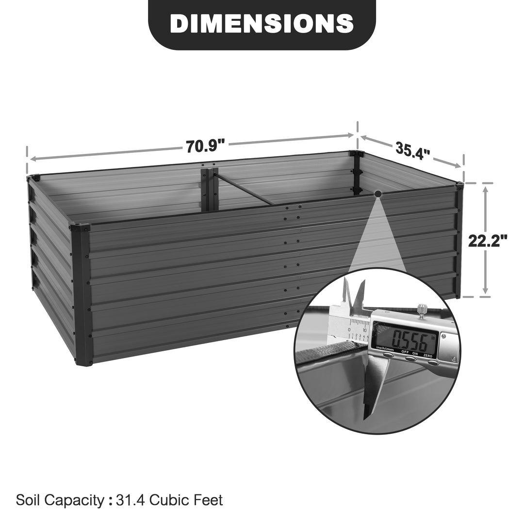 Rectangular Galvanized Raised Garden Bed Planter Box, Dark Gray