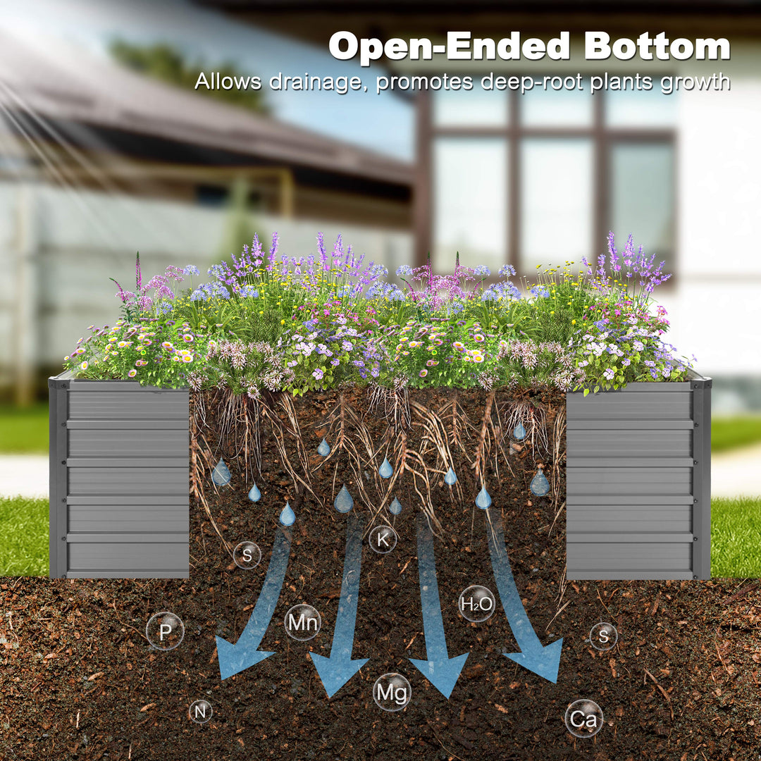 Rectangular Galvanized Raised Garden Bed Planter Box, Dark Gray