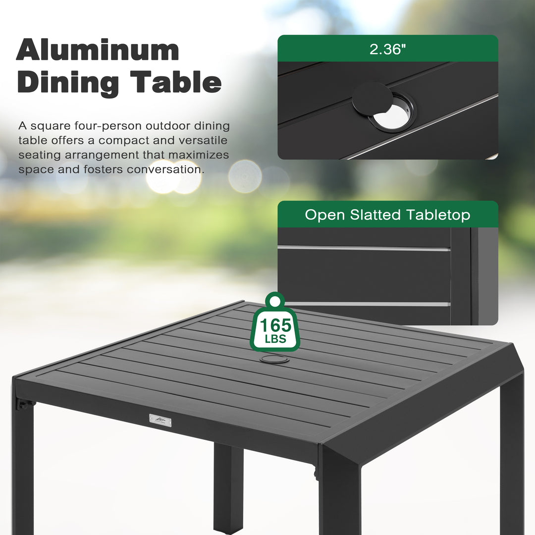 Outdoor 5-Piece Aluminum Dining Set with Soft Gray Cushions