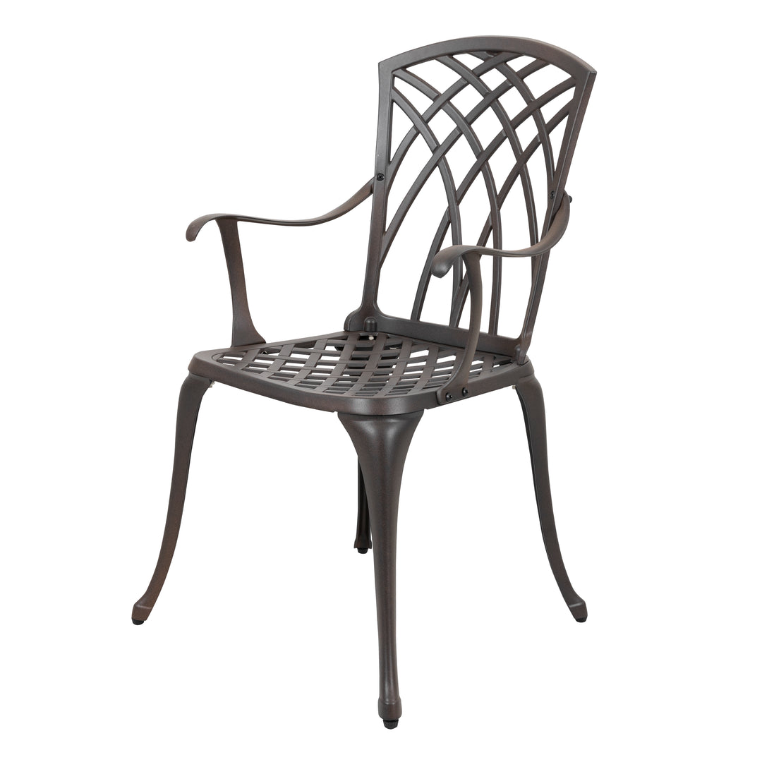 33 Inch Cast Aluminum Dining Table with Umbrella Hole and 4 Dining Chairs