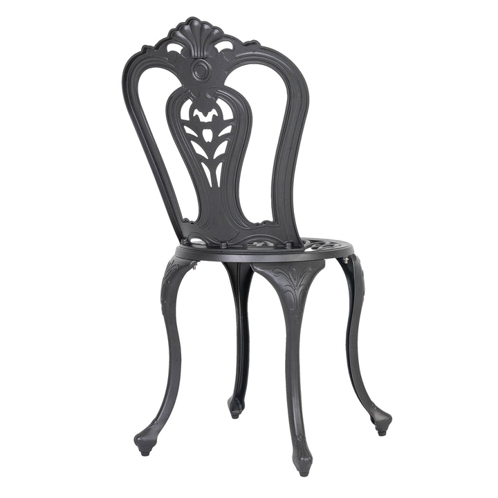 Outdoor 3-Piece Patio Bistro Set, 2 Patio Chairs and 31 Inch Round Ice Bucket Bistro Table with 1.97" Umbrella Hole, Cast Aluminum Frame, for Outdoor and Indoor Space, Patio, Deck, Garden, Backyard, Balcony, Black with Gold Speckles