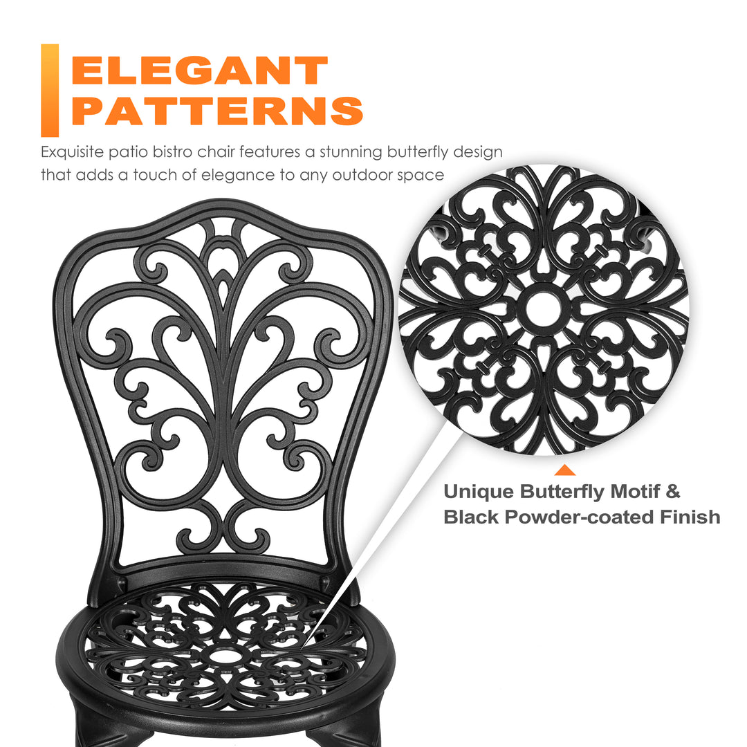 Outdoor 3-Piece Cast Aluminum Patio Set with Cushions and Umbrella Hole