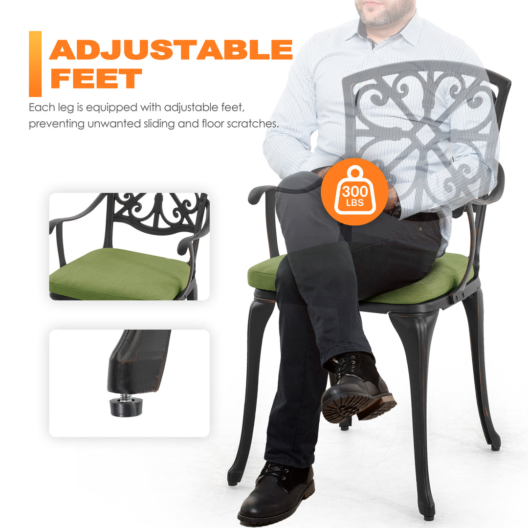 Outdoor 3-Piece Cast Aluminum Patio Set with Cushions and Umbrella Hole