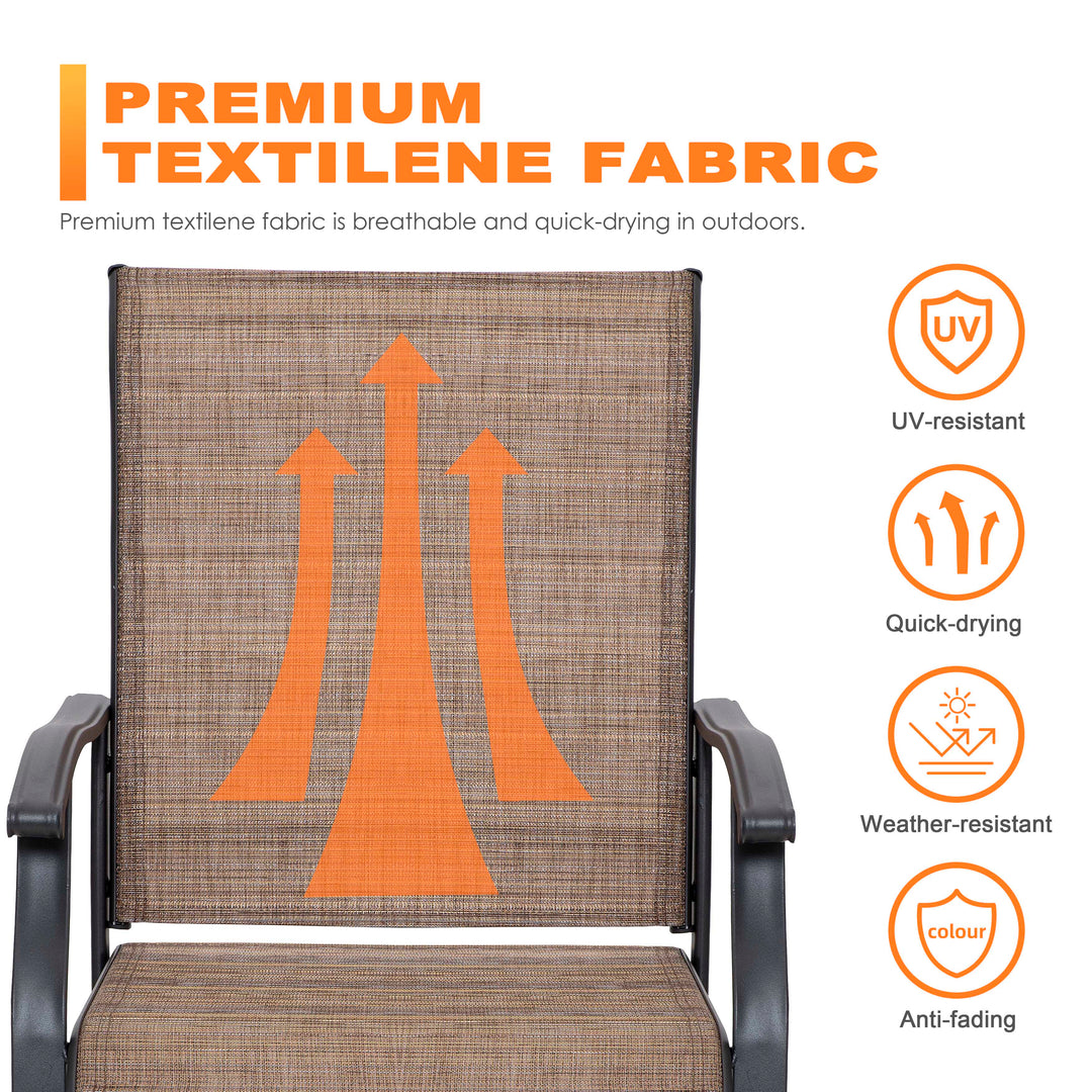 Outdoor 3-Piece Bistro Set, Textilene Fabric, Powder-Coated Iron Frame