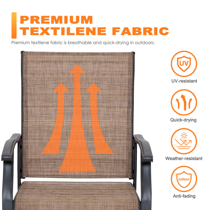 Outdoor 3-Piece Bistro Set, Textilene Fabric, Powder-Coated Iron Frame