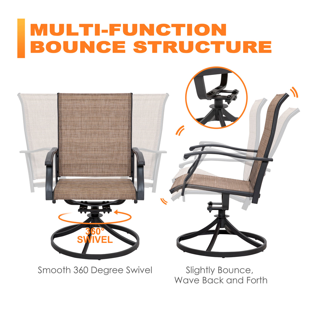 Outdoor 3-Piece Bistro Set, Textilene Fabric, Powder-Coated Iron Frame