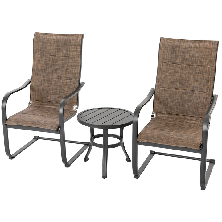 Outdoor 3-Piece Bistro Set, Round Side Table and Textilene Dining Chairs