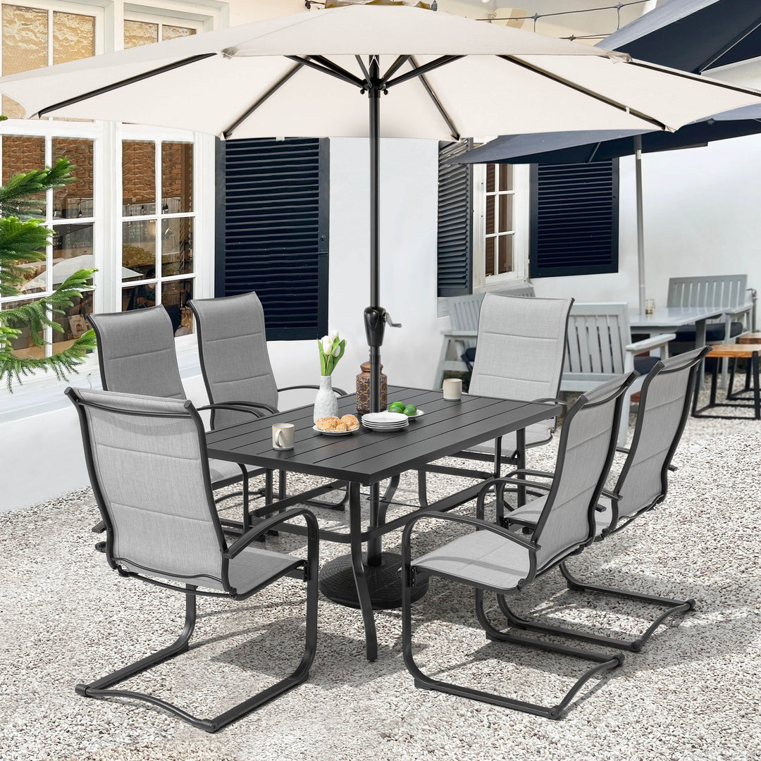 Patio 7-Piece Dining Set, Premium Textilene Chairs, Rectangle Iron Table