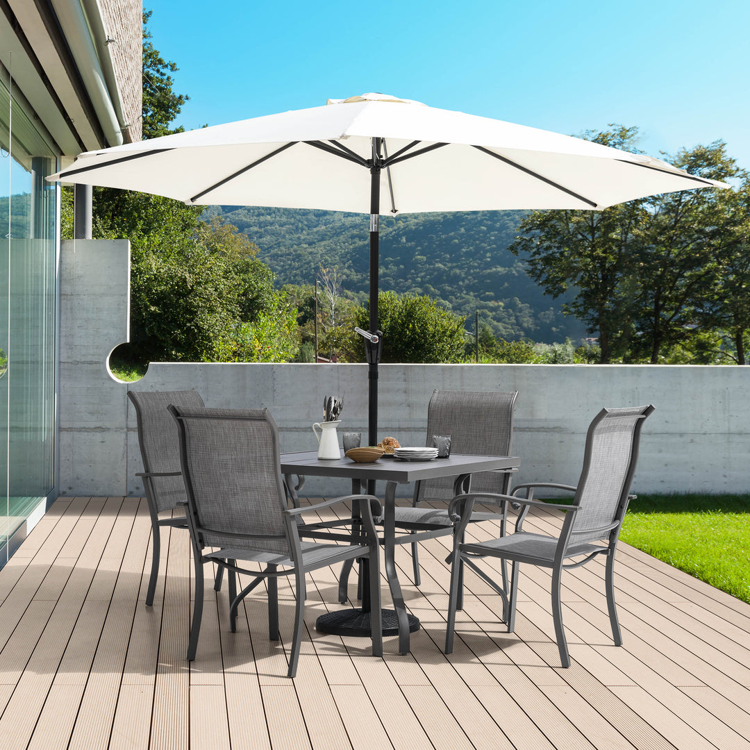 Outdoor 5-Piece Dining Set, Textilene Fabric Chairs and 37'' Square Dining Table