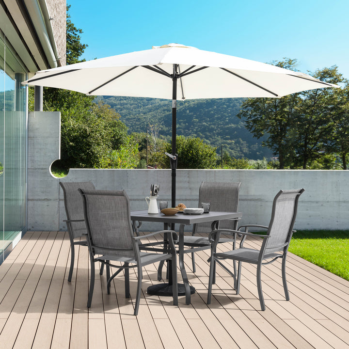 Outdoor 5-Piece Dining Set, Textilene Fabric Chairs and 37'' Square Dining Table