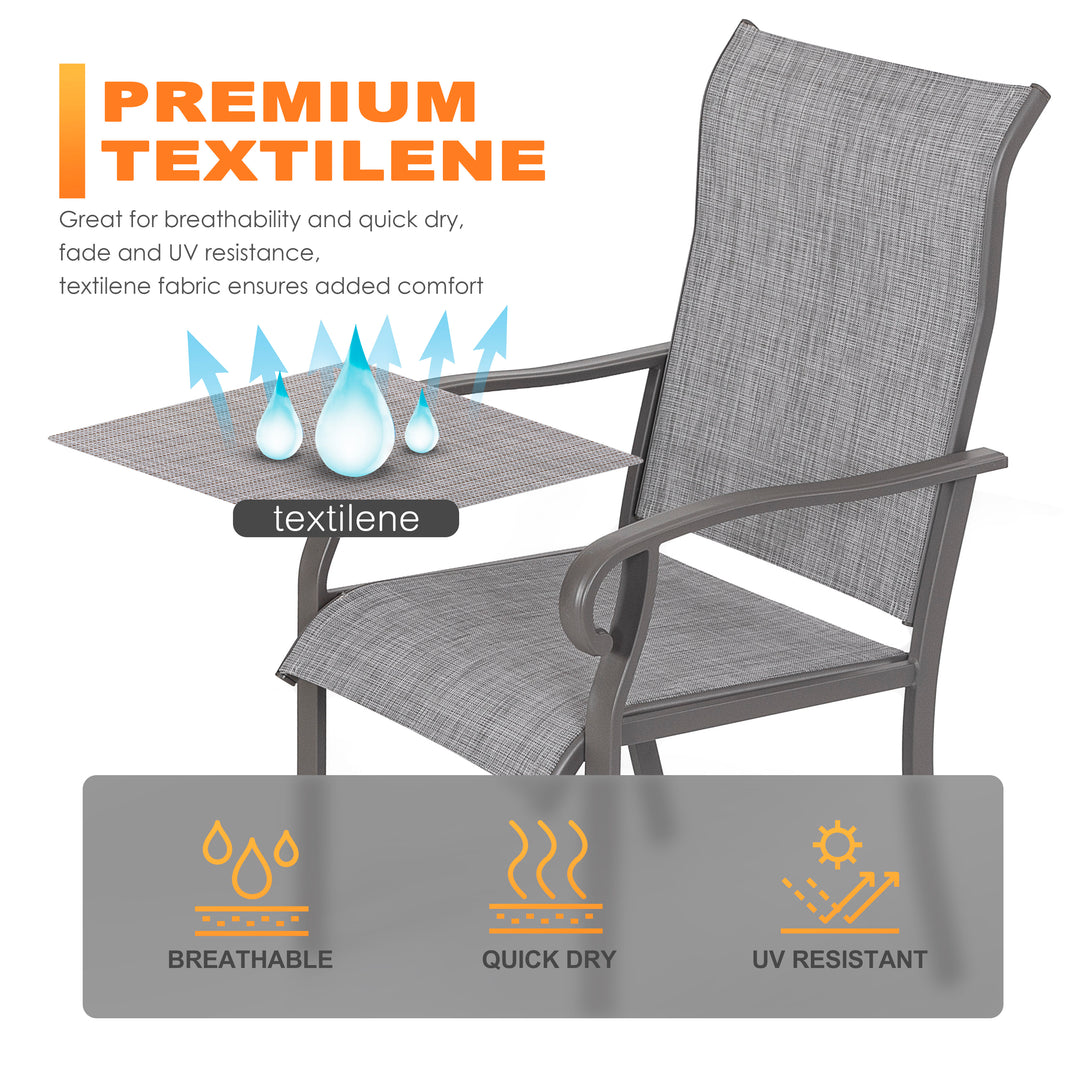 Outdoor 5-Piece Dining Set, Textilene Fabric Chairs and 37'' Square Dining Table