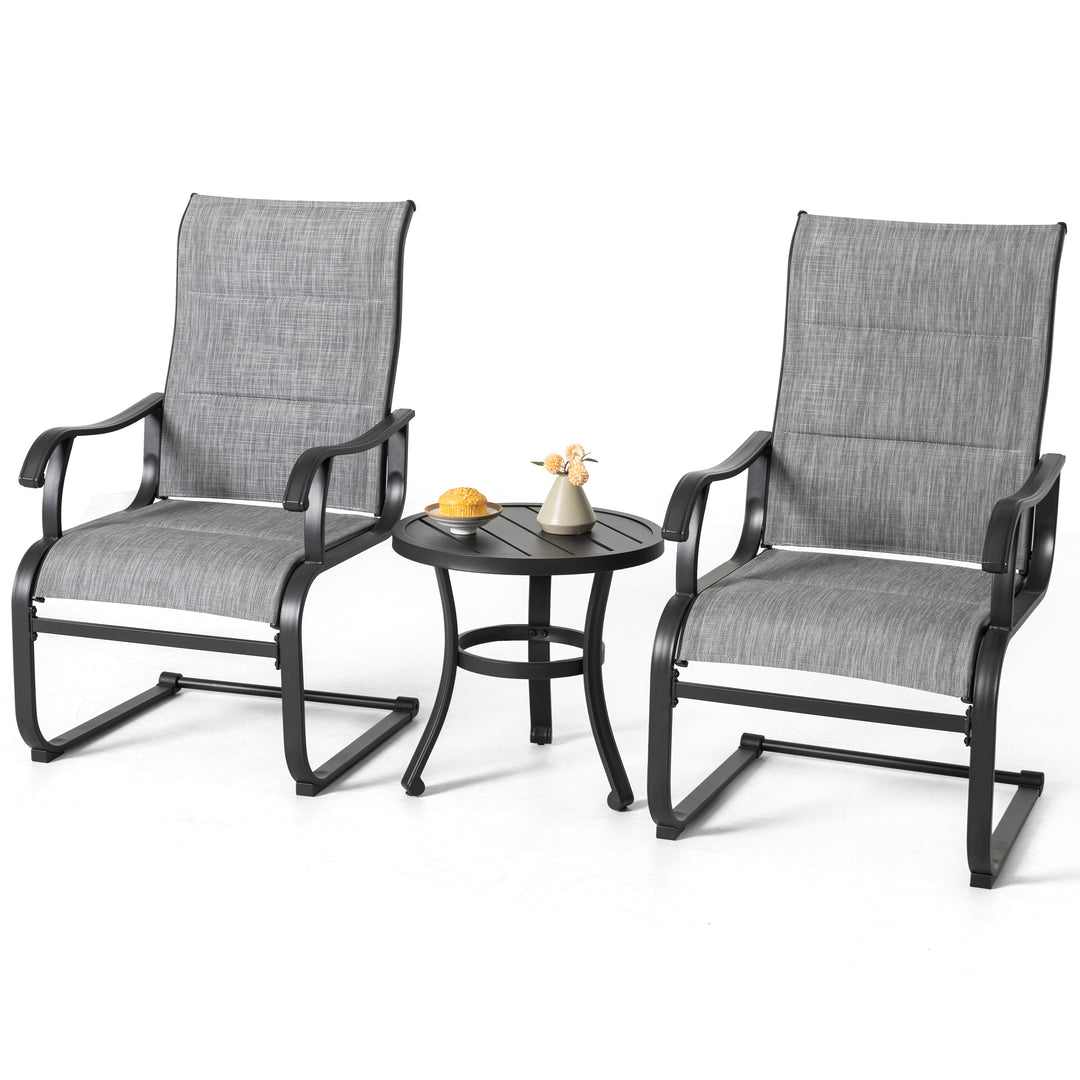 3-Piece Outdoor Bistro Set, Breathable Textilene, Durable Iron Frame