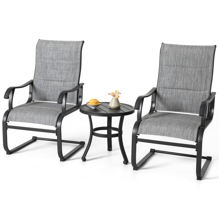 3-Piece Outdoor Bistro Set, Breathable Textilene, Durable Iron Frame