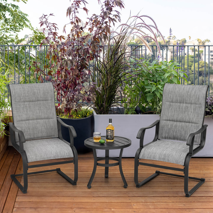 3-Piece Outdoor Bistro Set, Breathable Textilene, Durable Iron Frame