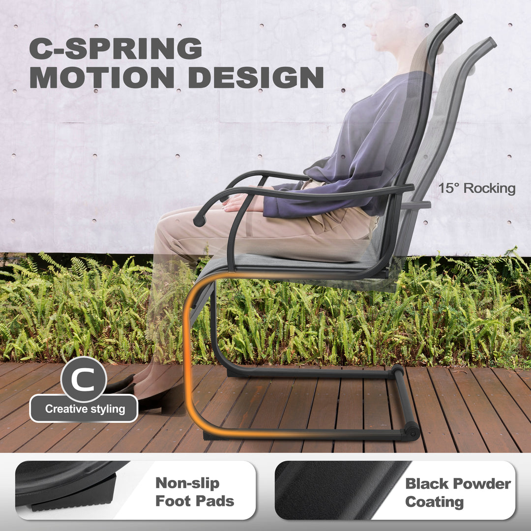 3-Piece Outdoor Bistro Set, Breathable Textilene, Durable Iron Frame