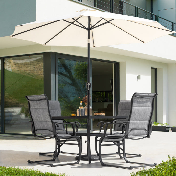 Outdoor 5-Piece Dining Set with Umbrella Hole, Textilene and Iron