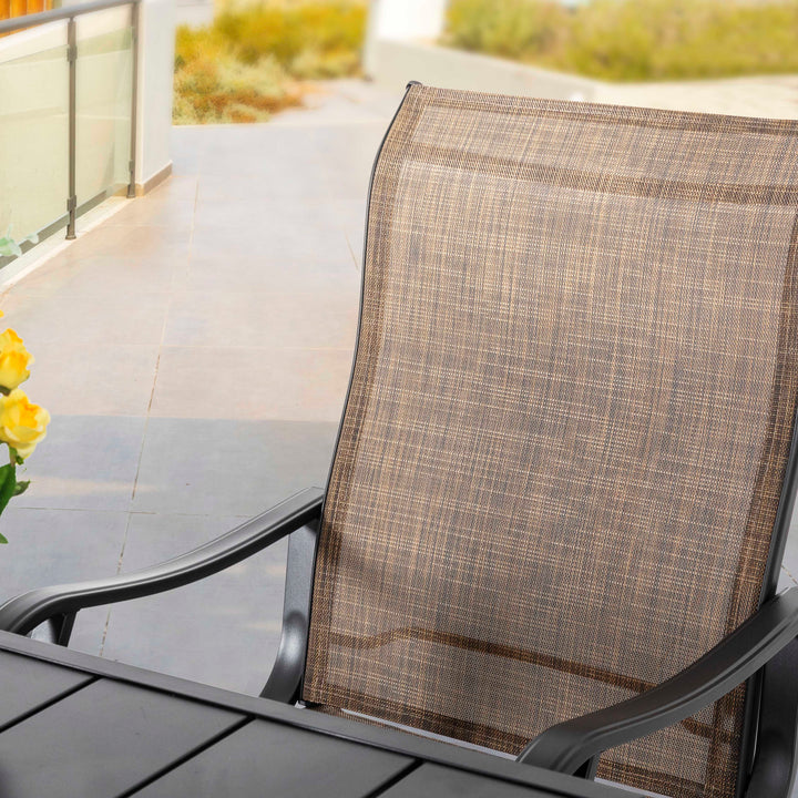Outdoor 5-Piece Dining Set, Textilene Fabric, Powder-coated Steel Frame