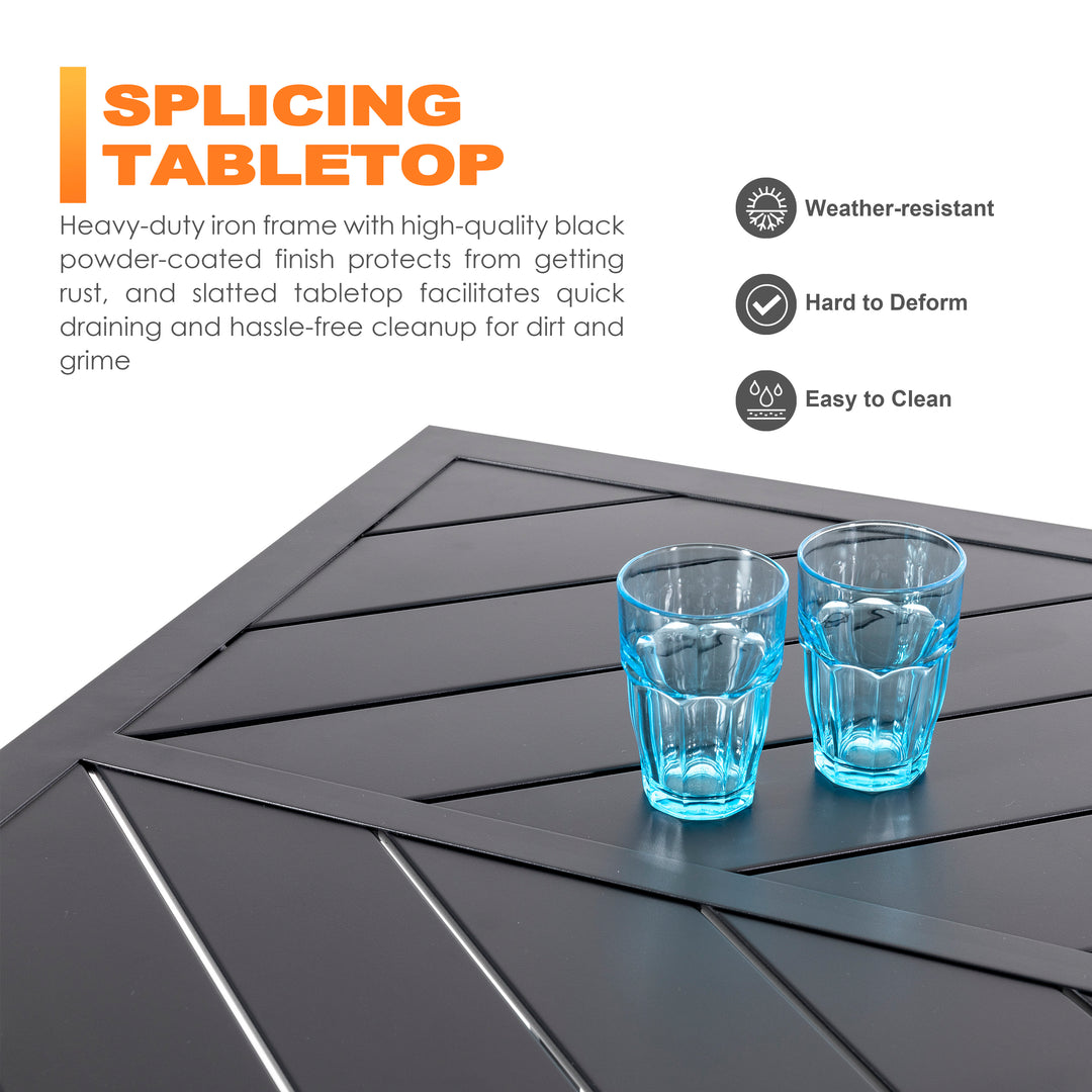 Outdoor 7-Piece Padded Textilene Metal Dining Set with Umbrella Hole
