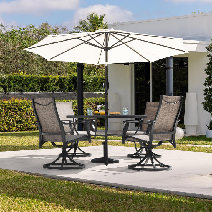Patio 5-Piece Aluminum Dining Set with Textilene Swivel Chairs