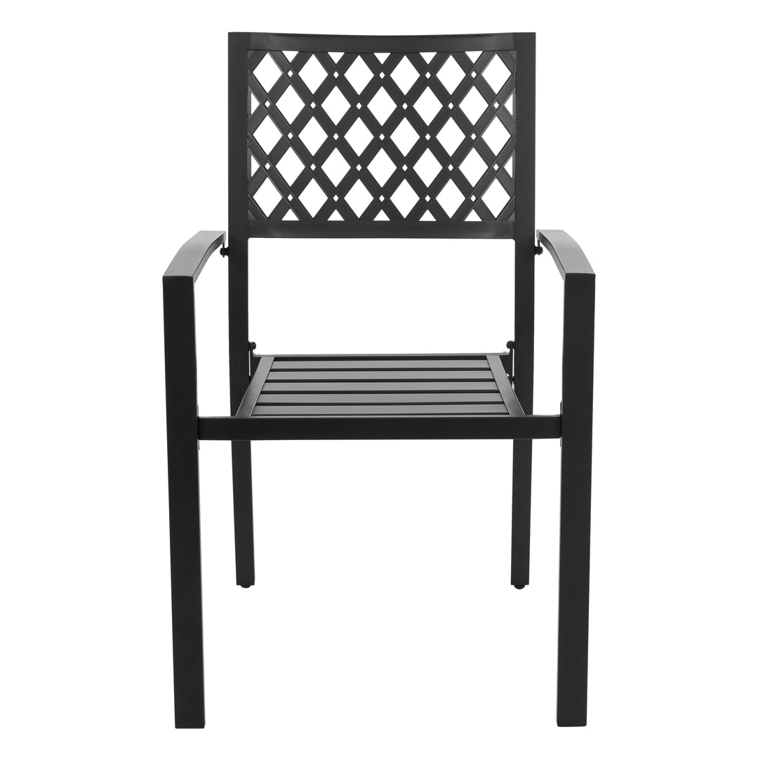 Outdoor 3-Piece Iron Bistro Set, Powder-Coated Finish, Black
