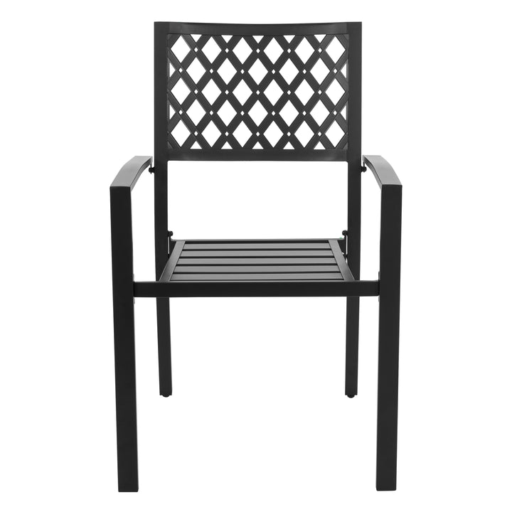 Outdoor 3-Piece Iron Bistro Set, Powder-Coated Finish, Black