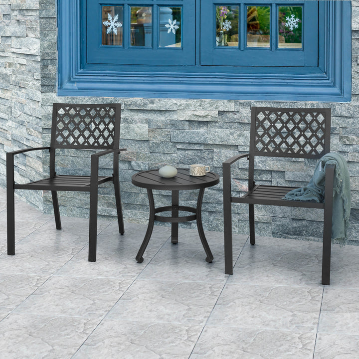 Outdoor 3-Piece Iron Bistro Set, Powder-Coated Finish, Black