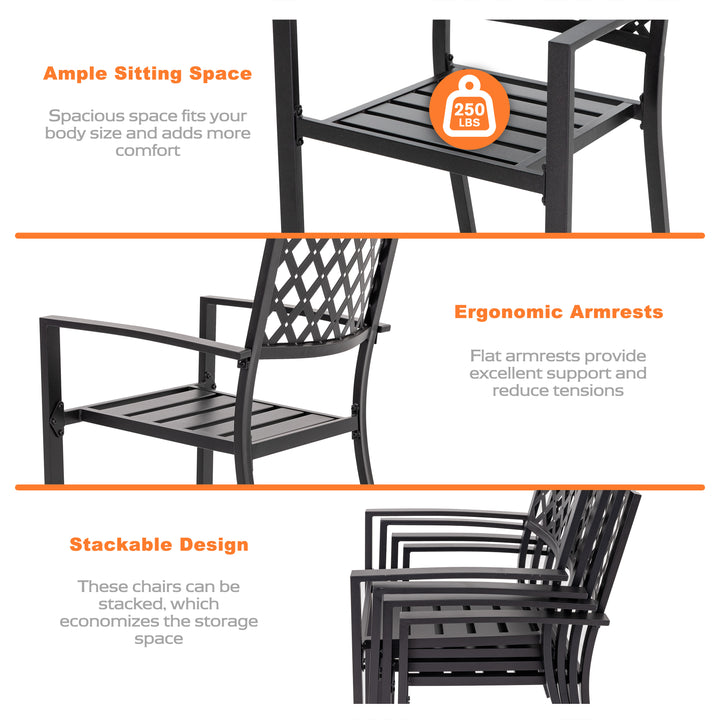 Outdoor 3-Piece Iron Bistro Set, Powder-Coated Finish, Black