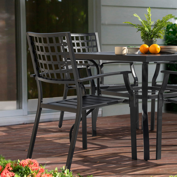 Nuu Garden 5-Piece Dining Set, Stackable Chairs and 37'' Square Dining Table