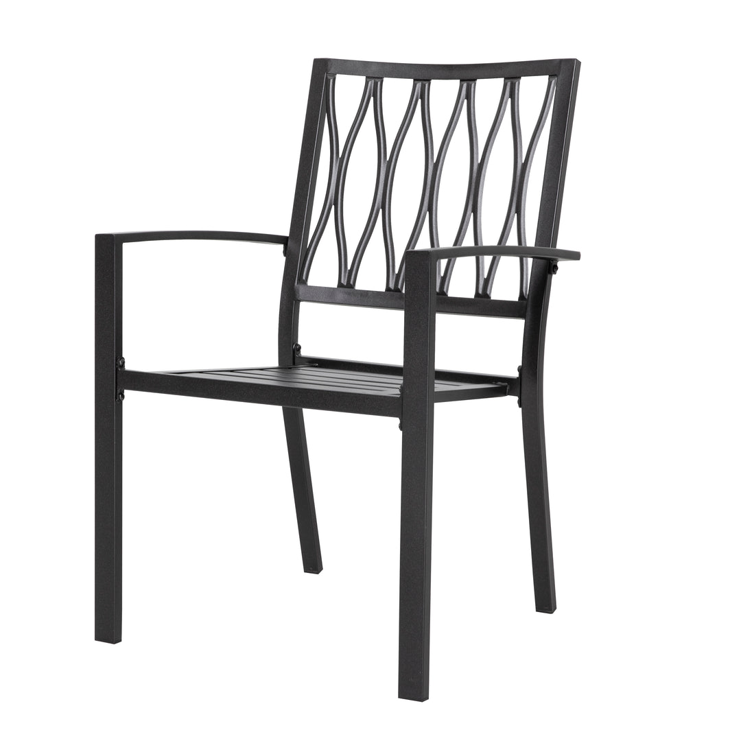 Outdoor 3-Piece Iron Bistro Set, Powder-Coated Finish, Black