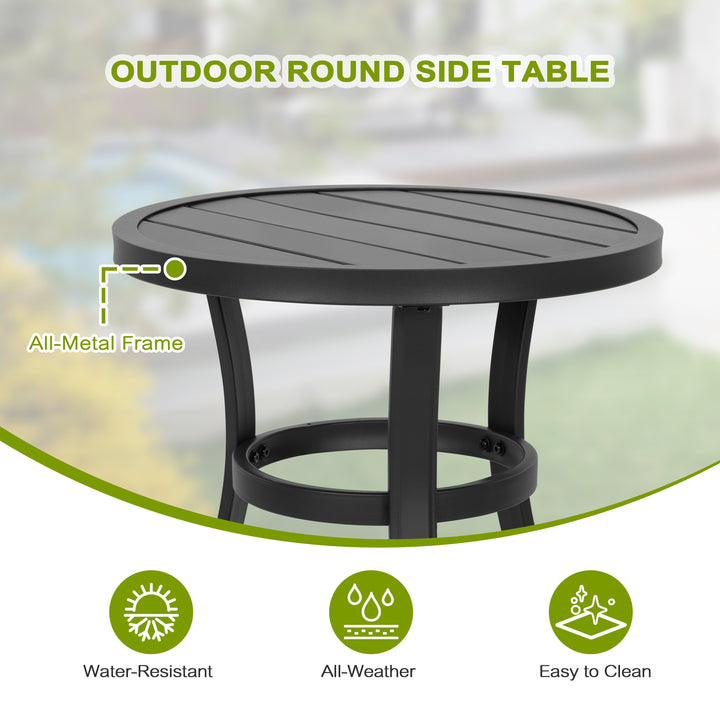Outdoor 3-Piece Iron Bistro Set, Powder-Coated Finish, Black