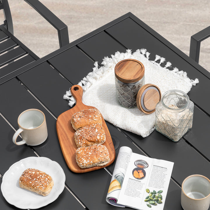 Nuu Garden 5-Piece Dining Set, Stackable Chairs and 37'' Square Dining Table