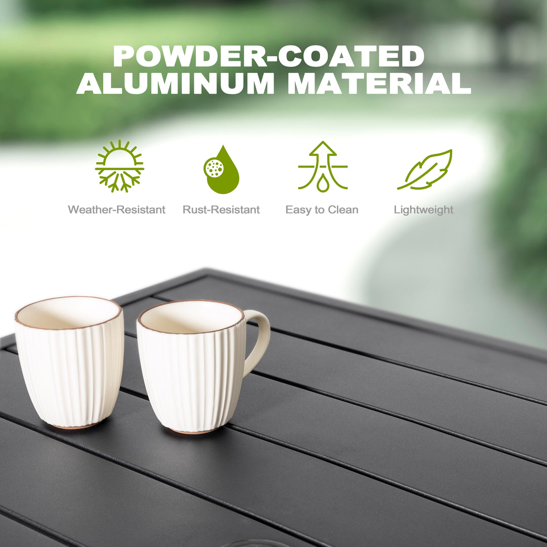 Outdoor 5-Piece Aluminum Dining Set with Powder-Coated Frame, Beige