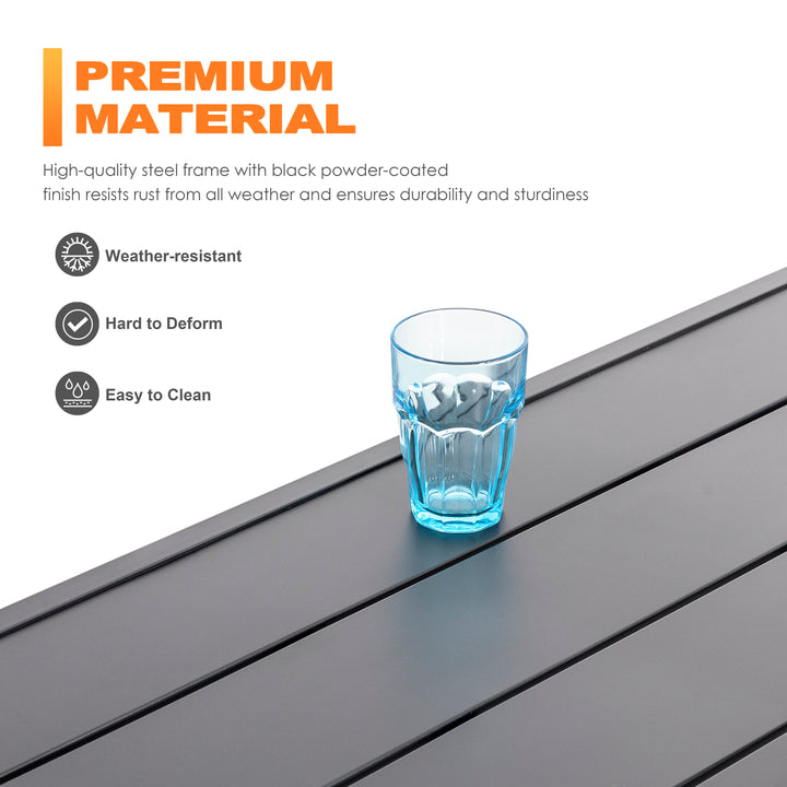 5 Piece Outdoor Dining Set, 4 Wicker Chairs and Iron Table with Umbrella Hole