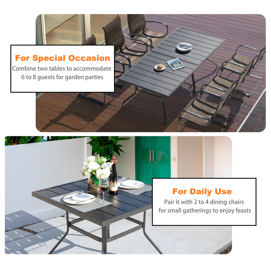 5 Piece Outdoor Dining Set, 4 Wicker Chairs and Iron Table with Umbrella Hole
