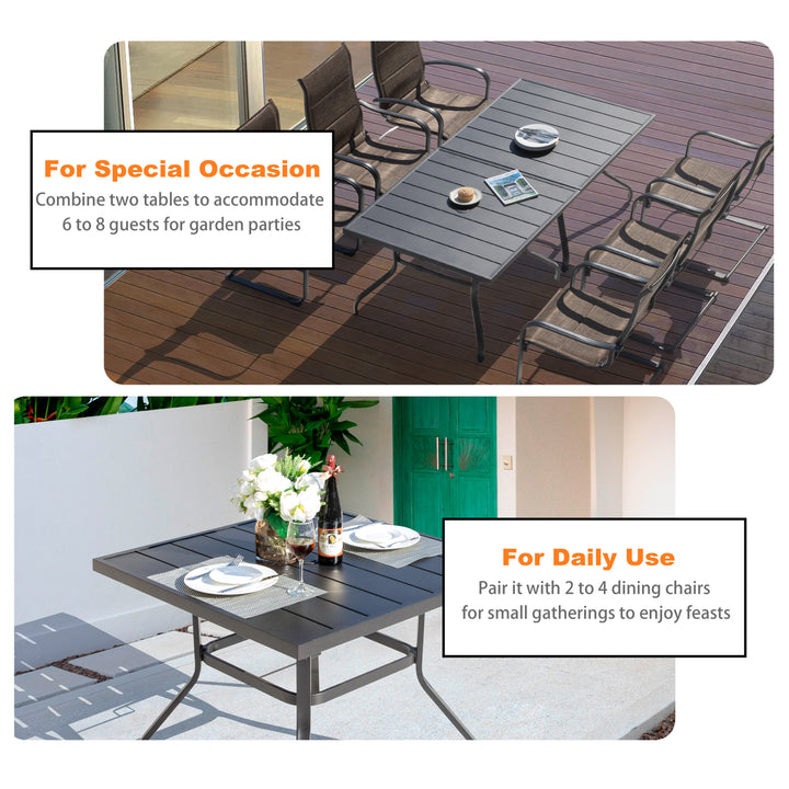 5 Piece Outdoor Dining Set, 4 Wicker Chairs and Iron Table with Umbrella Hole