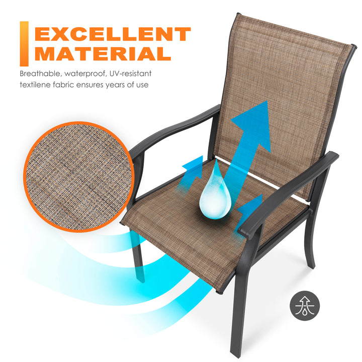 Outdoor 7-Piece Dining Set, Textilene Fabric, Powder-coated Iron Frame