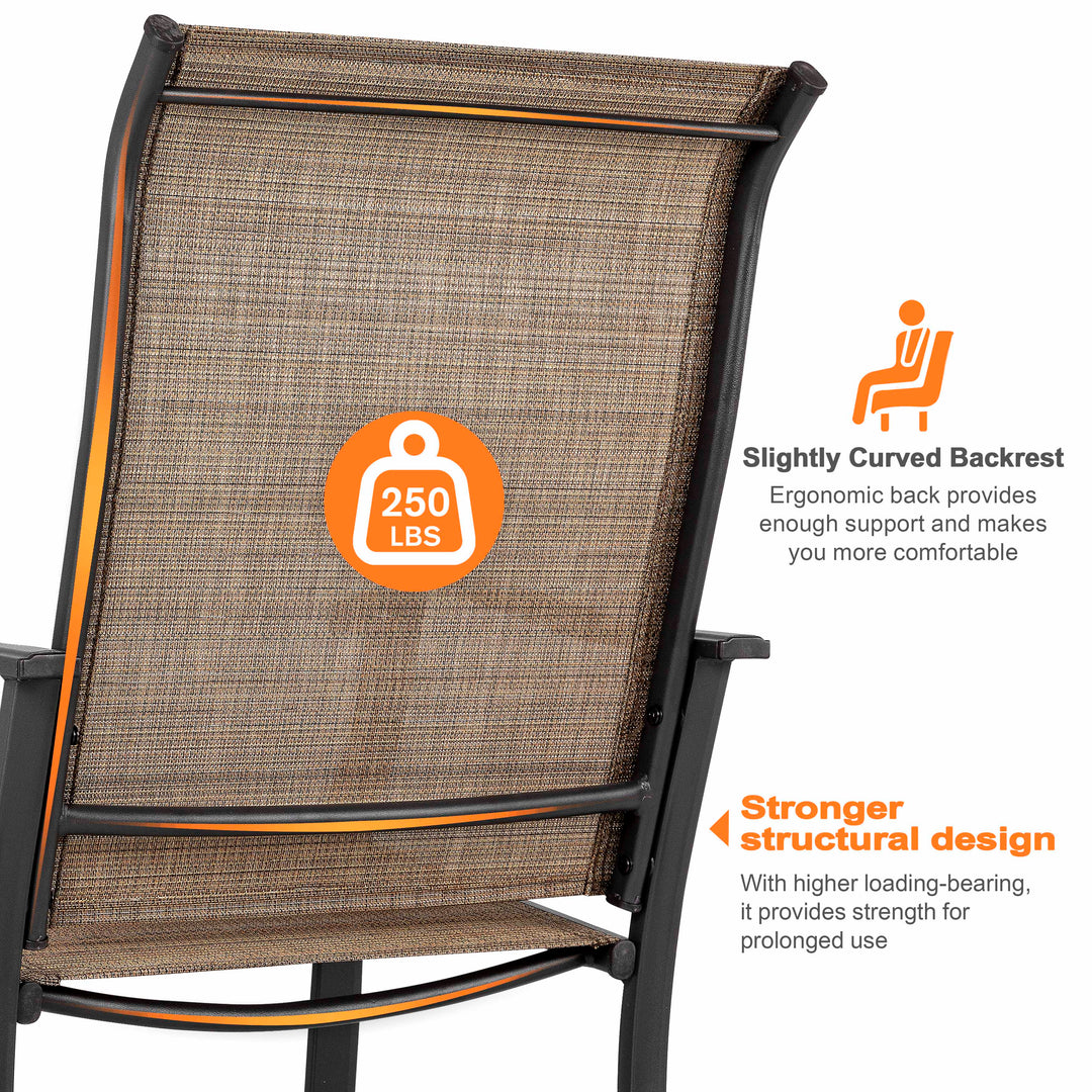 Outdoor 7-Piece Dining Set, Textilene Fabric, Powder-coated Iron Frame