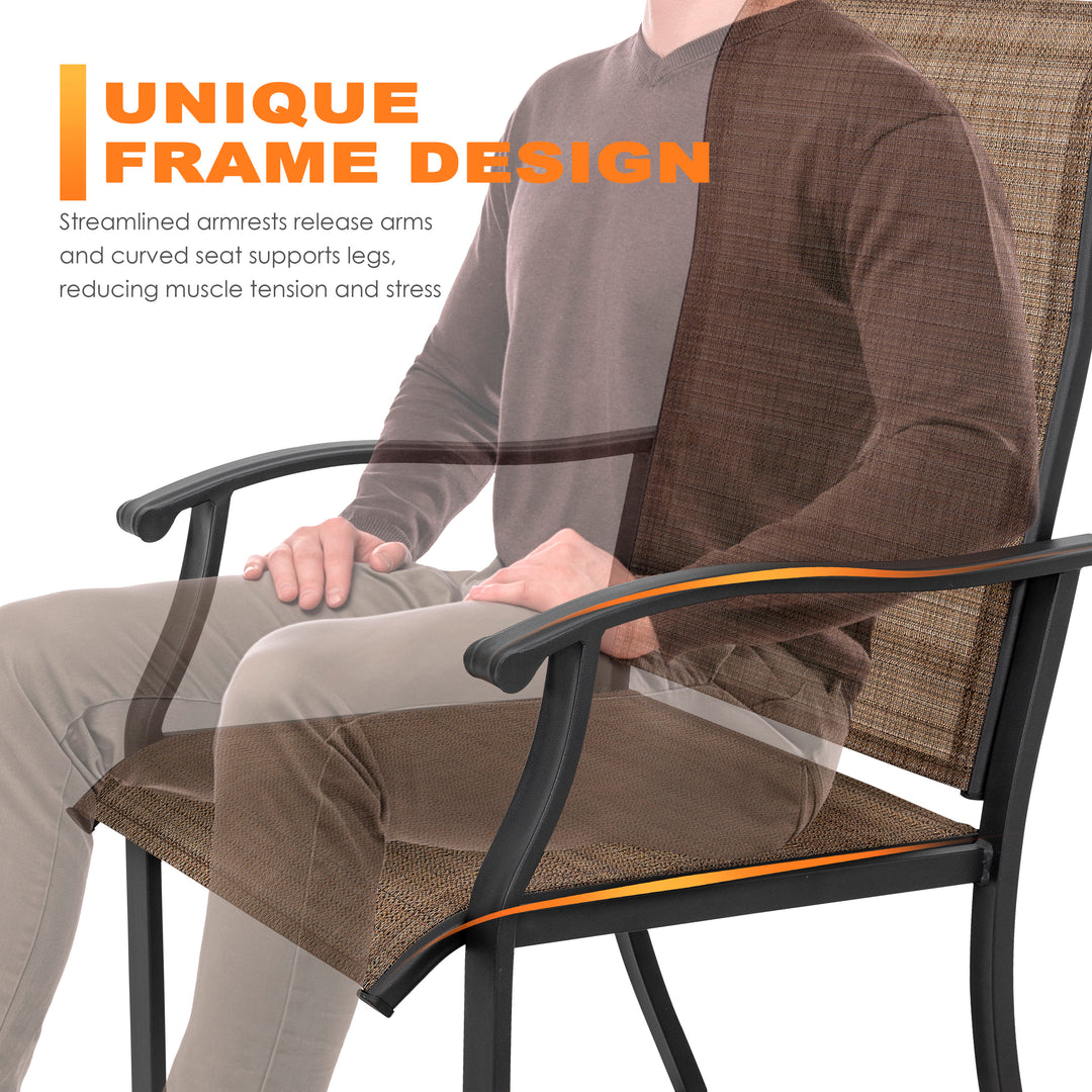 Outdoor 7-Piece Dining Set, Textilene Fabric, Powder-coated Iron Frame
