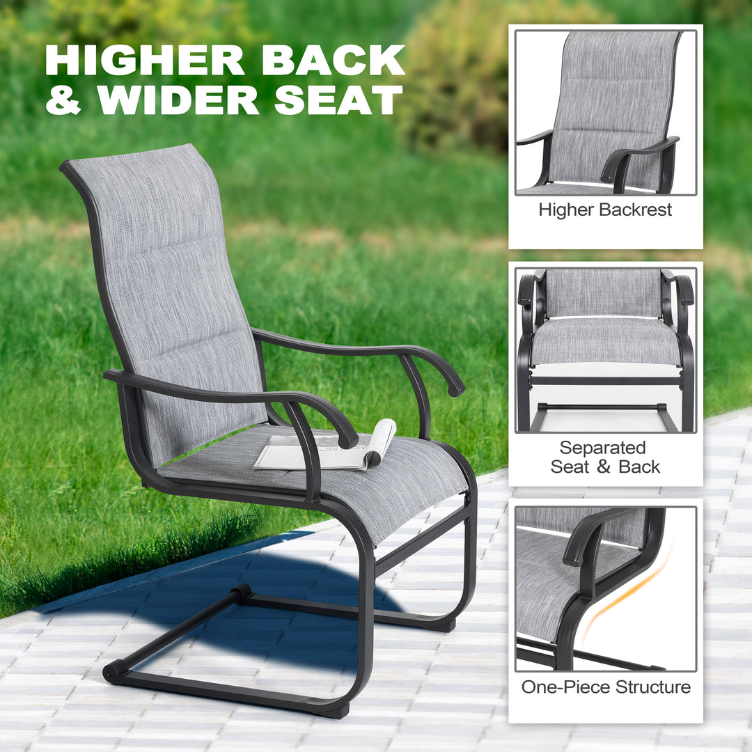 5-Piece Patio Outdoor Textilene and Metal Dining Set with Umbrella Hole