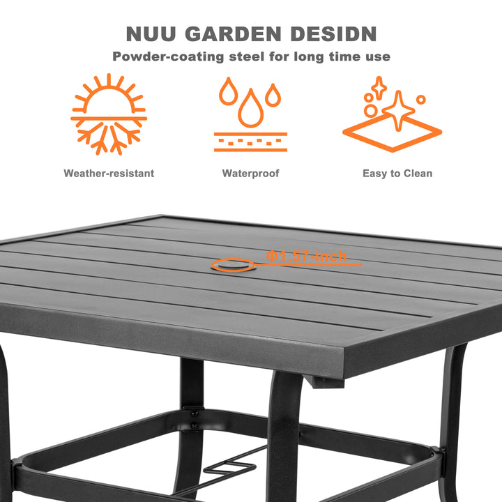 Outdoor 5-Piece Dining Set, Iron Finish, Black with Gold Speckles