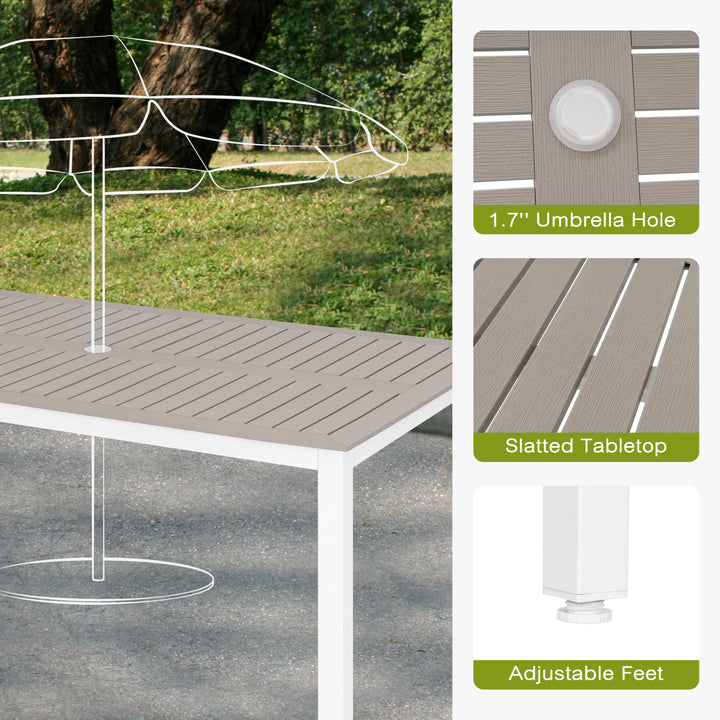 7-Piece Outdoor Dining Set with Umbrella Hole, Stackable Chairs