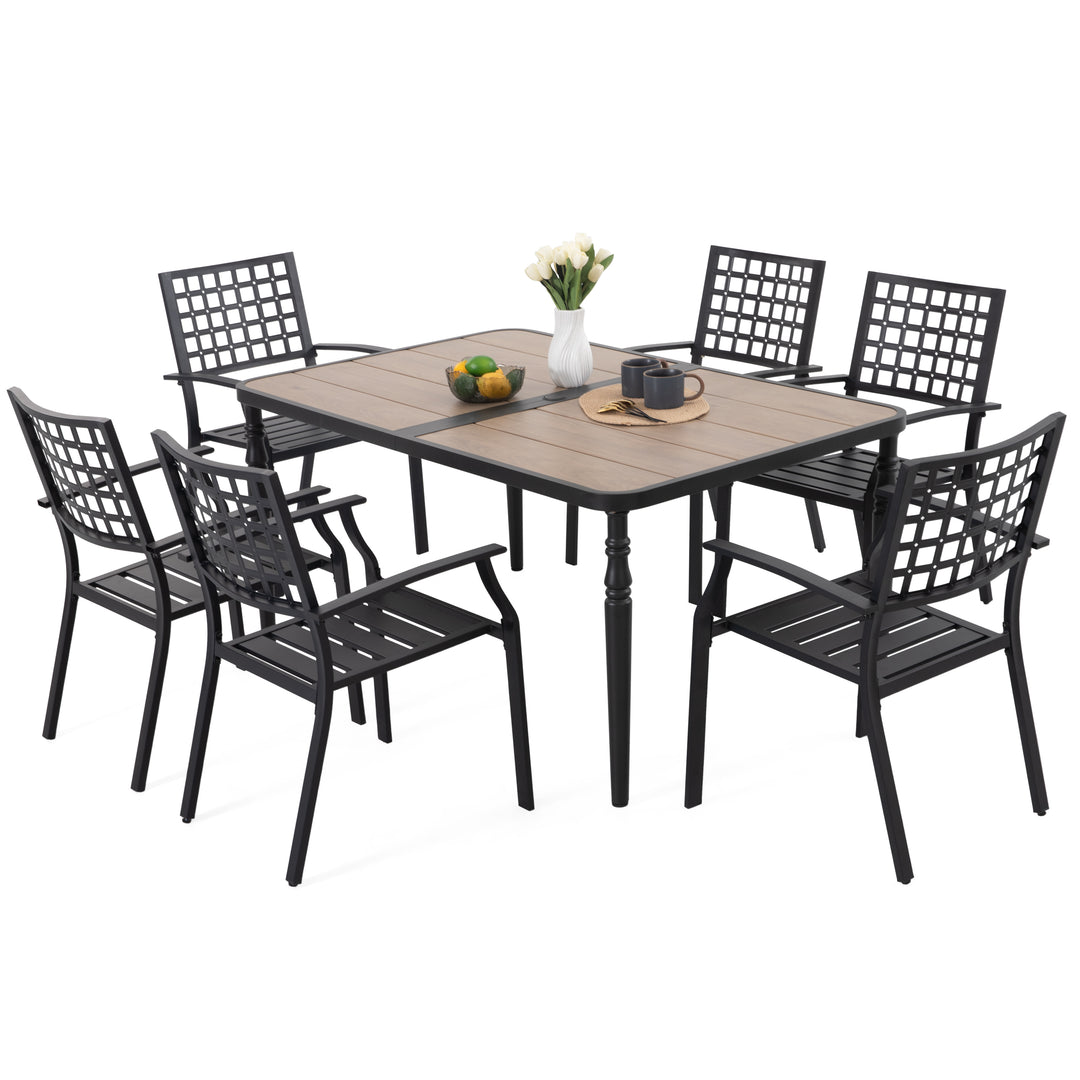 7-Piece Outdoor Dining Set with 6 Chairs and Rectangle Table
