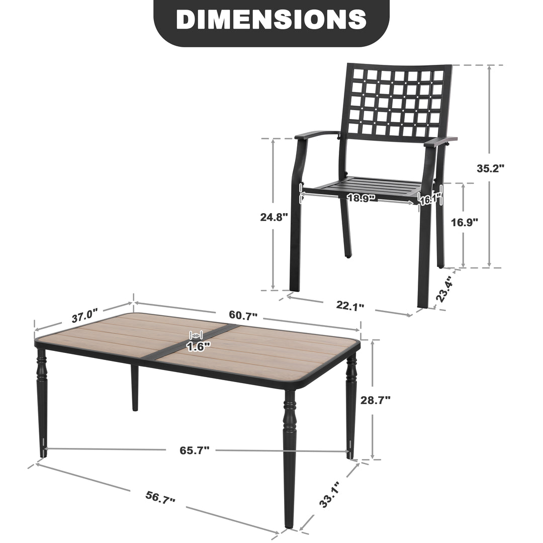 7-Piece Outdoor Dining Set with 6 Chairs and Rectangle Table