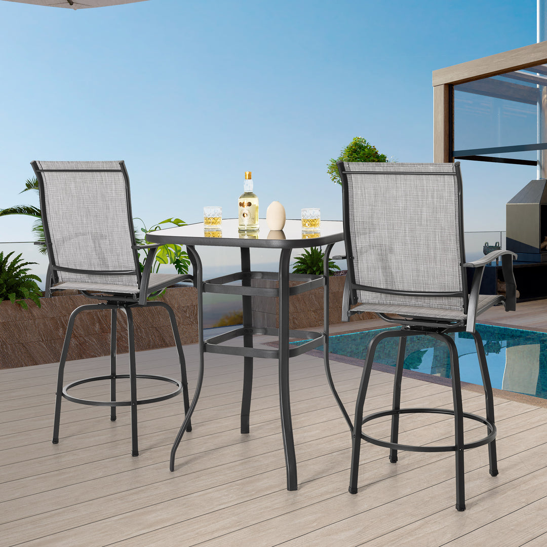 Outdoor 5-Piece Textilene Bar Set, Swivel Bar Stools and Bar Table, Gray
